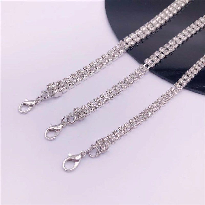 双排水钻肩带可拆一字领装饰肩带水钻链条吊带裙子DIY钻链条配件