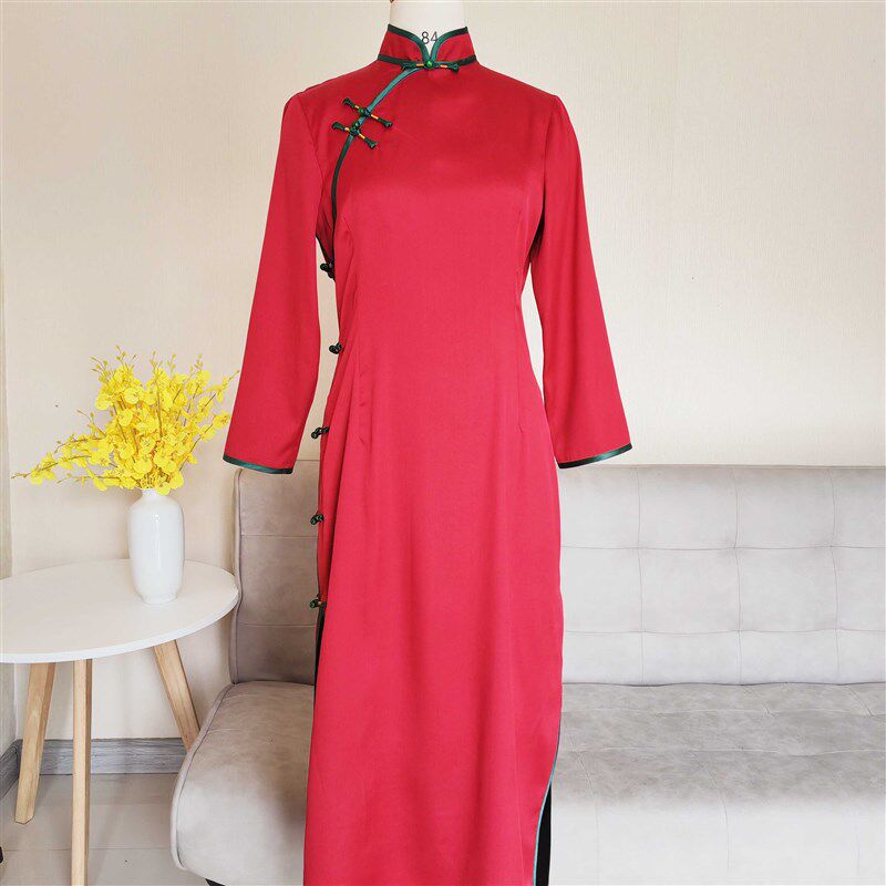 新中式旗袍连衣裙礼服实体裁缝店高端量身定制新娘订婚敬酒服长袖