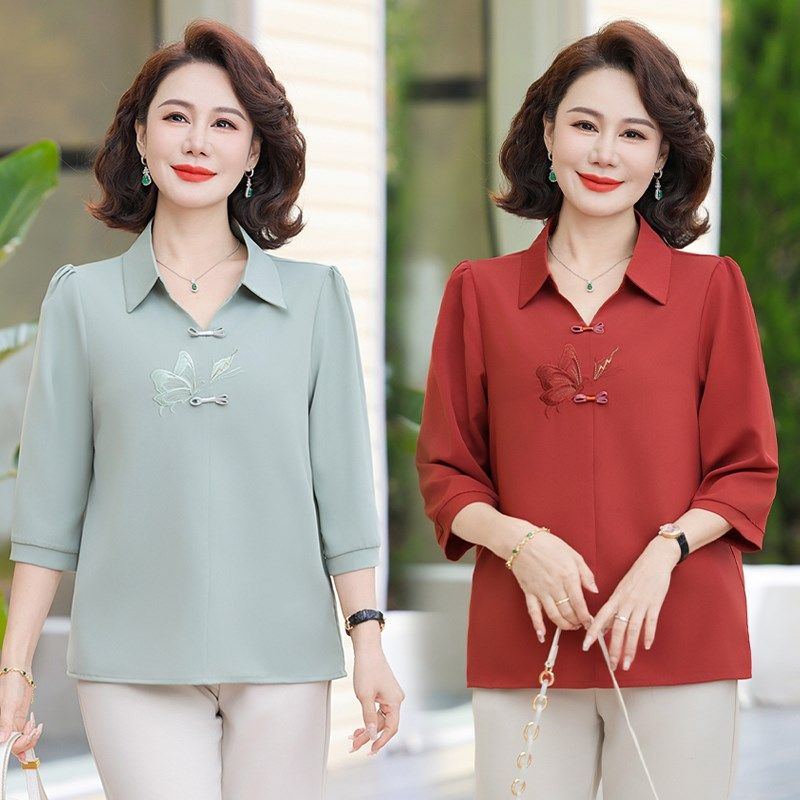 夏装衬衫遮屁股遮肚子上衣大码减龄新中式国风