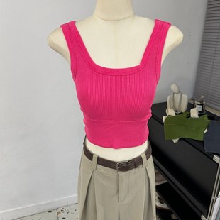 绿色秋冬新款 内搭打底内衣女 收腰托胸胸垫美背短背心后背U型修身