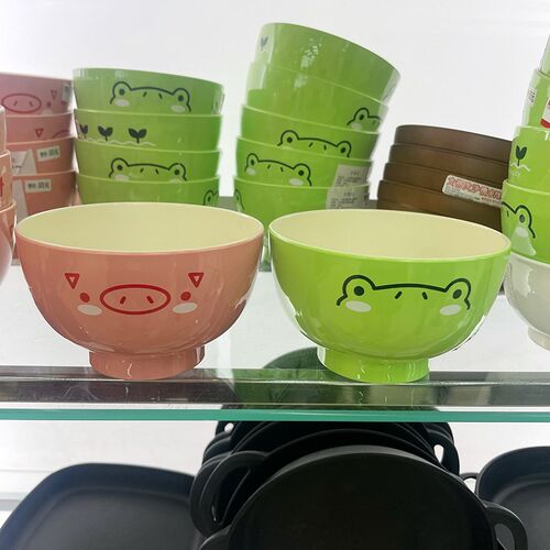 日本制大创DAISO 食品接触用儿童饭碗青蛙卡通洗碗机可用宝宝小碗