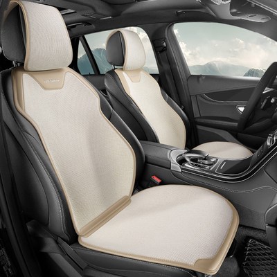 汽车坐垫四季通用亚麻车垫高级感透气通风座椅垫半包座套夏季座垫