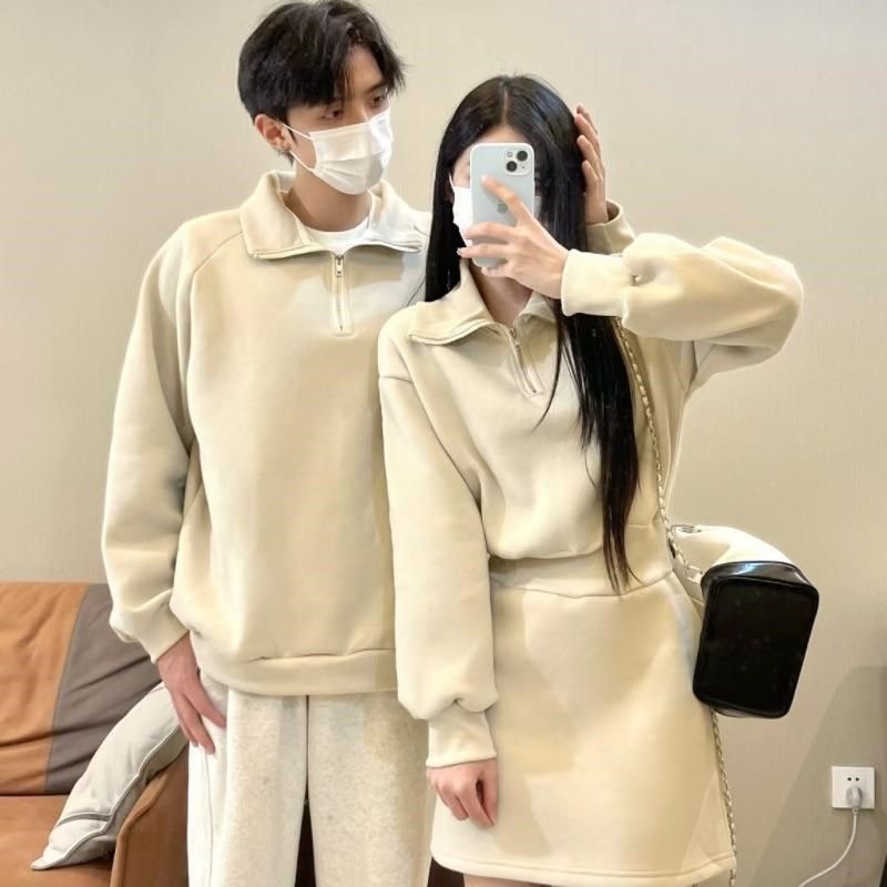 2024新款秋冬情侣装卫衣设计感学院风一裙一衣美式休闲显瘦连衣裙图片