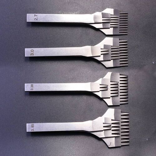 DIY皮革手工手缝n穿线打孔工具白钢法斩斜平斩欧斩菱斩3件套套装