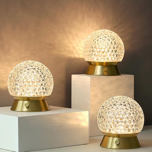 乐米现代简约触摸开关水晶球台灯三色变光卧室灯书房灯办公室灯