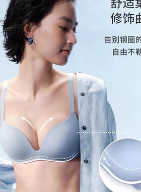 小胸显大,简约无痕内衣女无钢圈便携小胸聚拢文胸E002525