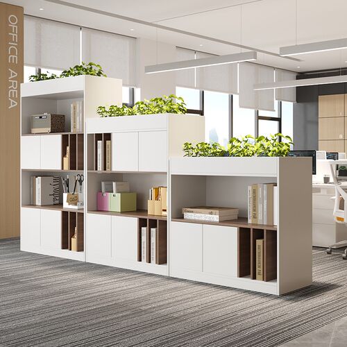 办公室木质隔断柜文件柜储物柜屏风装饰花槽柜置物架工位遮挡边