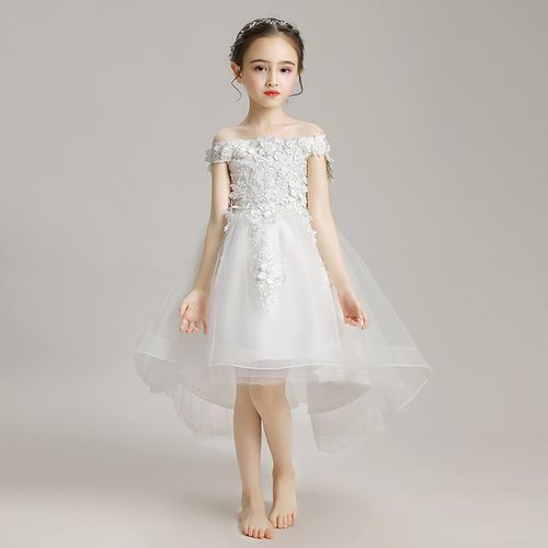 女童礼服公主裙小花童一字肩结婚礼裙儿童模特走秀服装钢琴演出服
