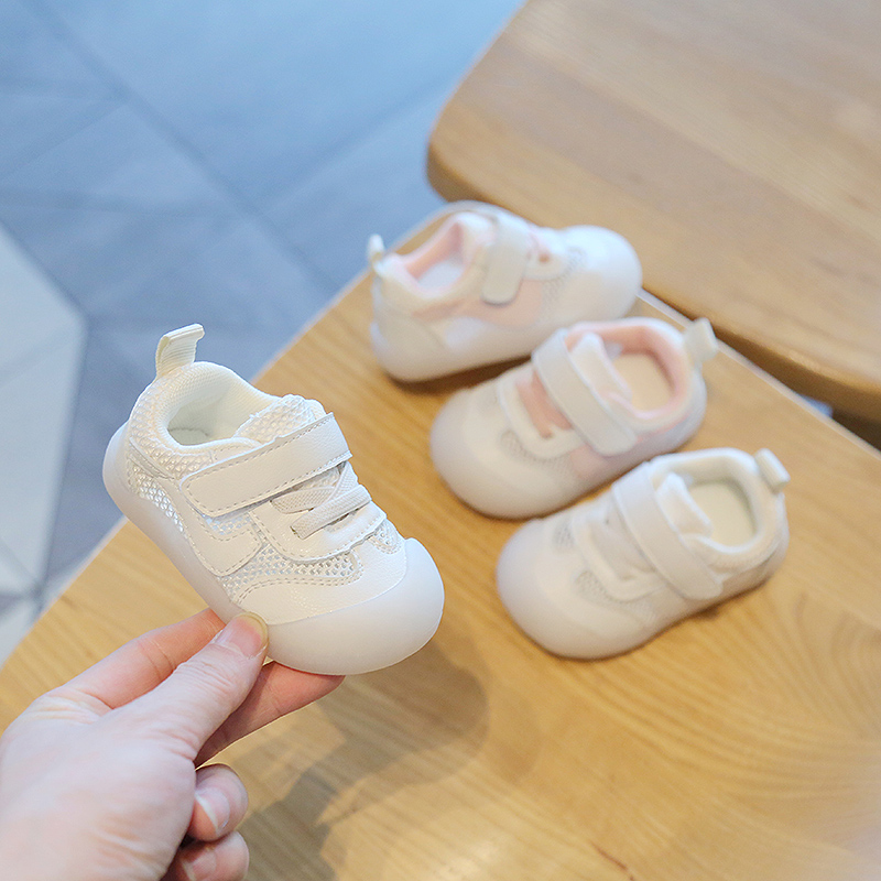 夏季款宝宝鞋子婴儿软底防滑学步鞋女童网面透气单鞋运动小白鞋男