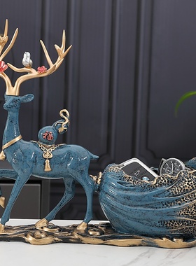 入户进门口放钥匙收纳摆件客厅轻奢鞋柜玄关招财鹿装饰品乔迁礼物