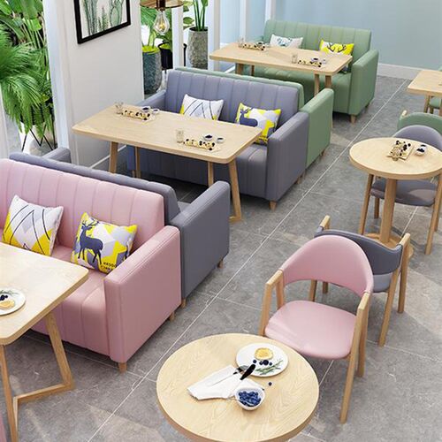 简约清新咖啡厅西餐厅甜品店卡座沙发休闲书吧清吧奶茶店桌椅组合