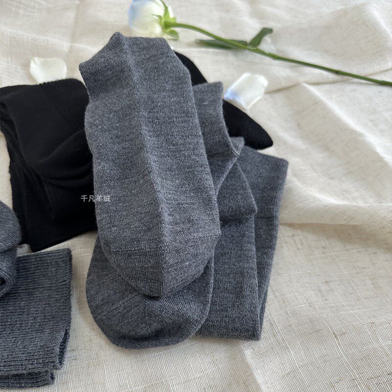 加厚10%山羊绒长筒袜过膝高筒外穿堆H堆袜连裤打底袜保暖膝盖护腿
