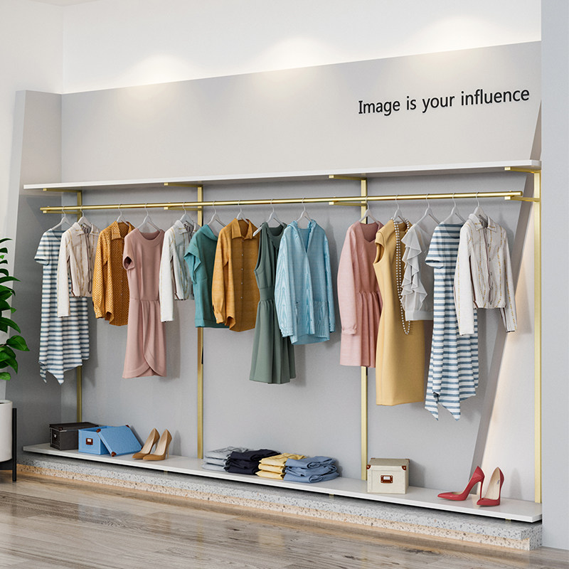 服装店展示架男装店铁艺简约时尚B侧挂架女装店童装店挂衣杆陈列