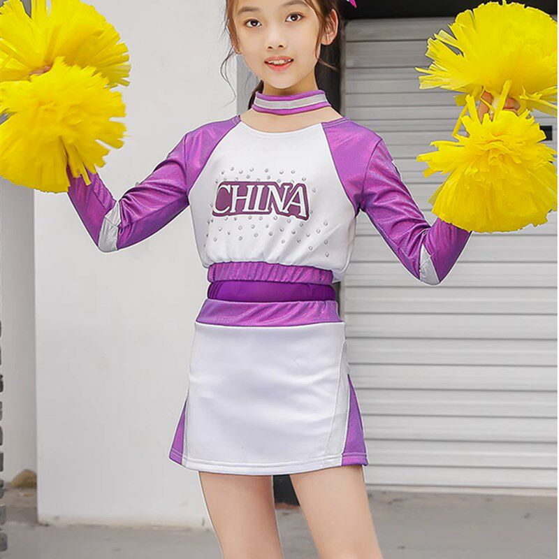 儿童啦啦操演出服长袖套装女童拉拉队表演服健美操竞技赛比赛服