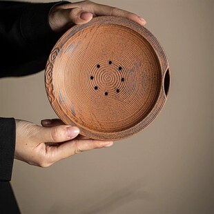 川治.砚台蓄水壶承中式复古粗陶储水干泡茶道紫砂老岩泥送垫子