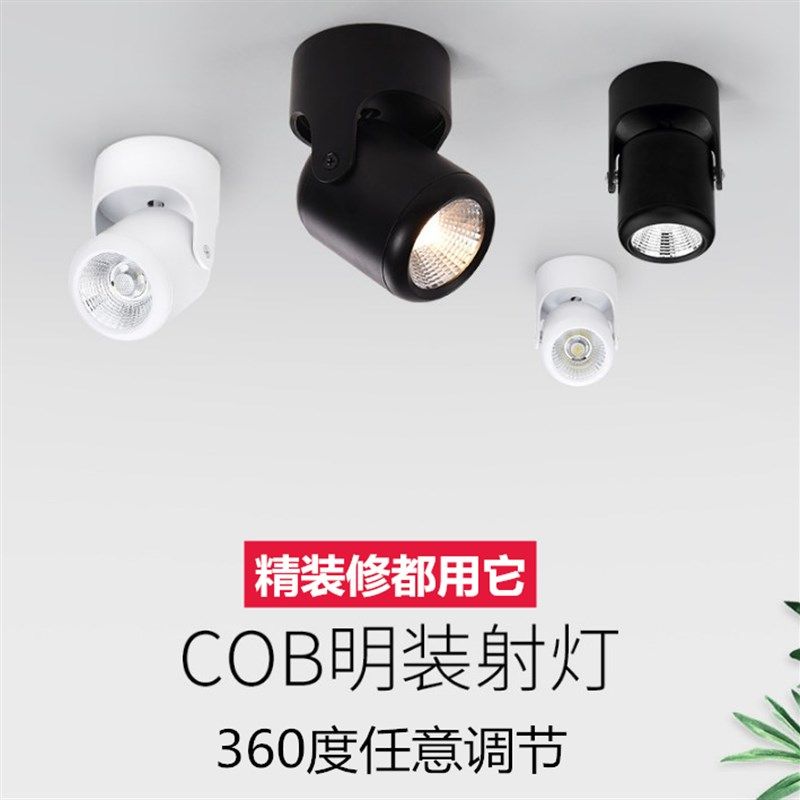 led明装射灯筒灯万向背景墙吸顶式照画灯聚光灯玄关过道5W12W射灯,家装灯饰光源,明装射灯,淘宝优惠券,粉丝福利购,淘宝优惠卷