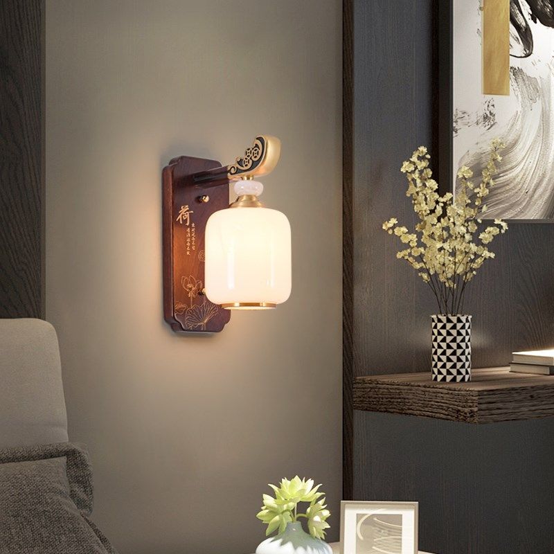 新中式乌金木铜中国风客厅卧室床头壁灯创意个性灯罩玄关过道灯具,家装灯饰光源,壁灯,淘宝优惠券,粉丝福利购,淘宝优惠卷
