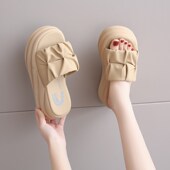 踩屎感厚底拖鞋 增K高7cm休闲一字松糕凉拖 新款 女时尚 外穿2024夏季