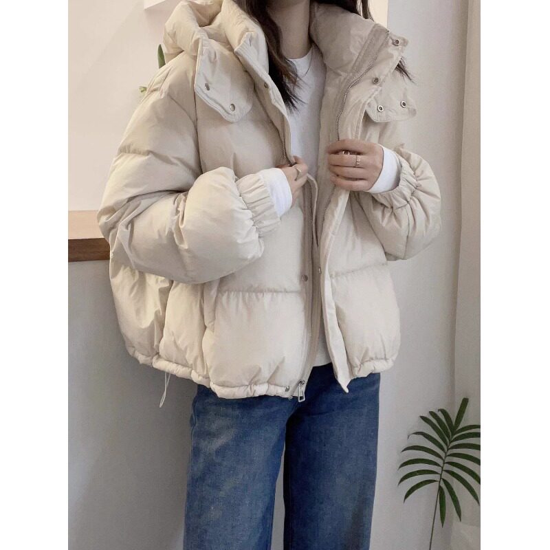 爆款百搭连帽正肩羽绒棉服外套女2025冬季新款大码胖mm短款面包服