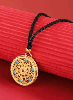 五福圆满镂空吊坠项链古法罗盘挂件复古国风穿搭显贵送妈妈长辈