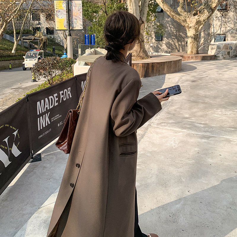 西装风衣外套女长版2026