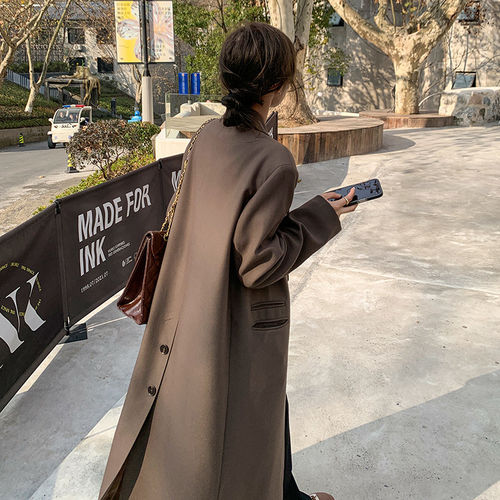 西装风衣外套女长版2026