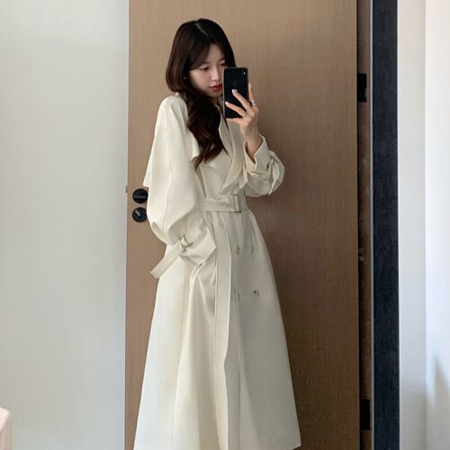 高级感白色风衣外套女202