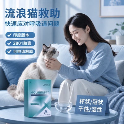 2801口炎传腹靶向大肚子干湿性消腹水杯状猫用流口水口服软胶囊