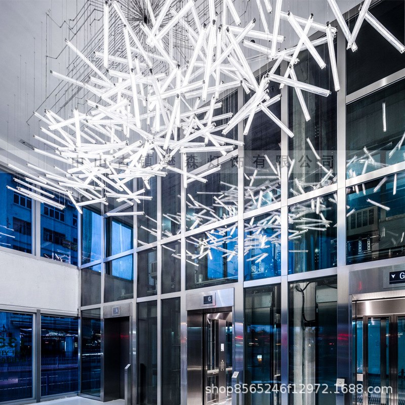 现代简约餐厅水晶灯商场宴会大厅酒店灯饰别墅U旋转楼梯间吊灯