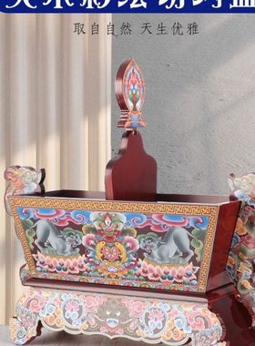 藏式手工雕刻彩绘吉祥八宝米盒五谷盒餐厅摆件切玛盒家用可拆装