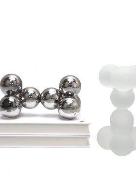 现代简约磨砂水晶堆积摆件书房样板房售楼部书房简约花瓶装饰品