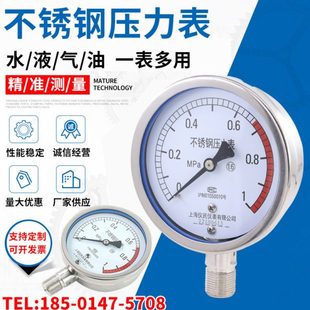 氨用 304高温 仪民 YTF100H不锈钢耐震压力表 不锈钢压力表Y100BF