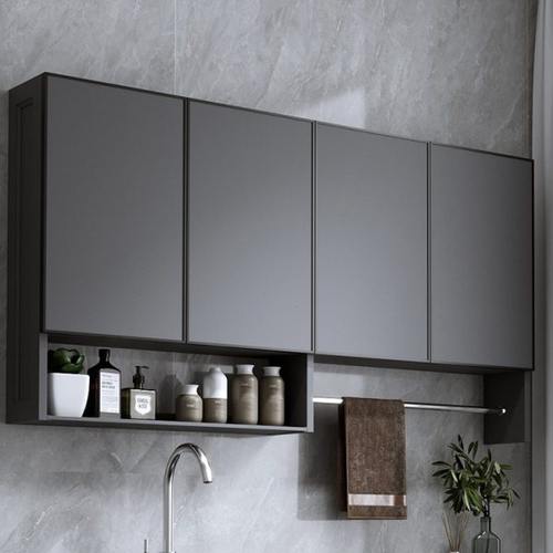 太空铝简约现代阳台吊柜墙壁柜墙上置物架储物柜壁挂式挂柜暗拉手