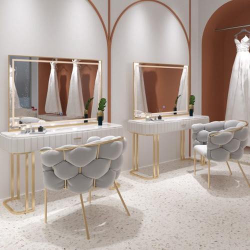 网红影楼化妆台带灯彩妆婚纱店梳妆台美甲化妆师美容院专用化妆桌
