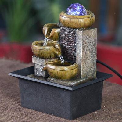 桌面流水喷泉环水养鱼装饰水品客IKI厅办公室茶桌八摆方来财风循