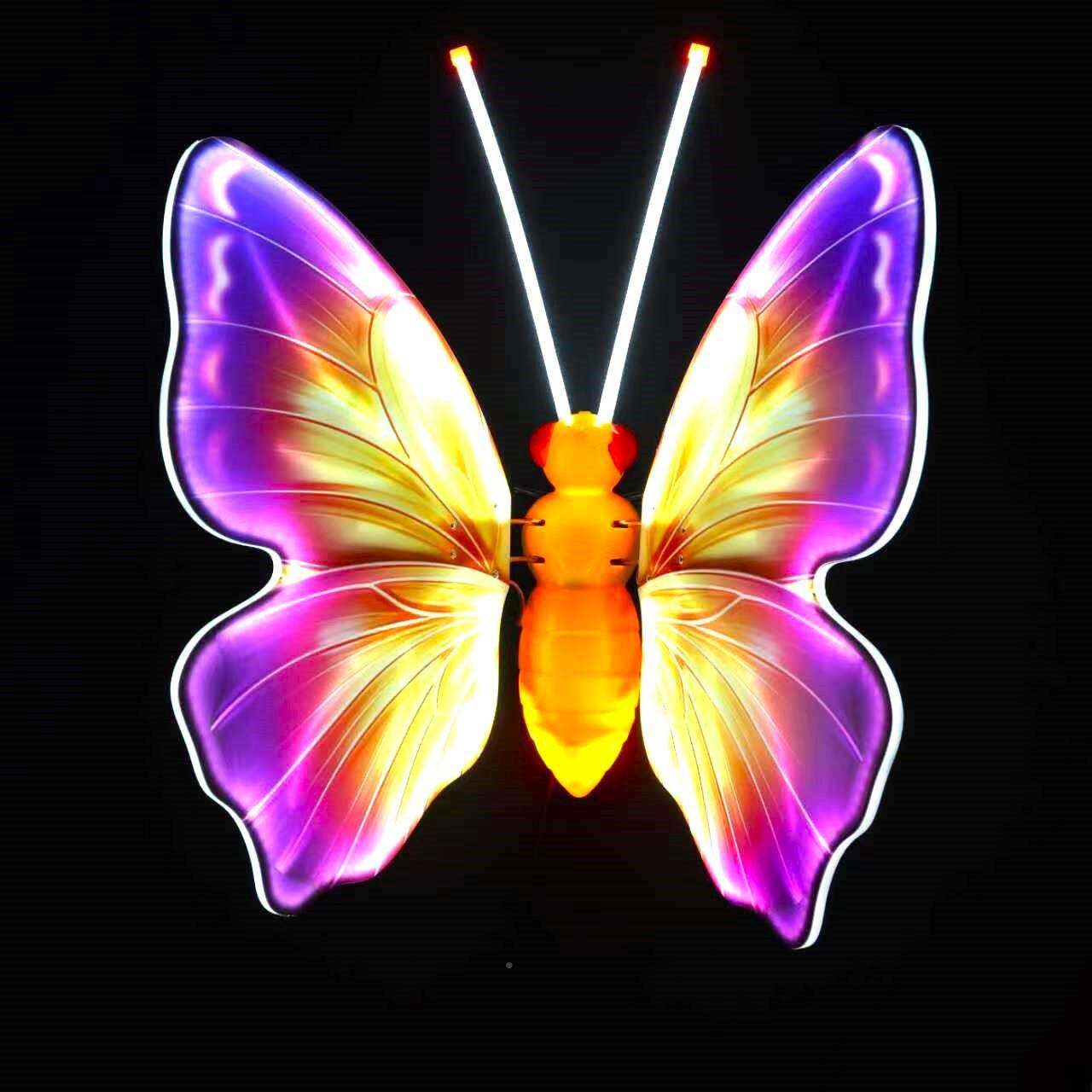 蜻E动态蝴蝶灯QX-2023户外防水D夜游景观发光L电动仿真蜓蜘蛛动物