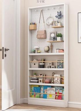 薄JNJ洞洞板置物架实木后超隙薄书架小户型极窄靠墙夹门缝落地柜