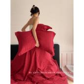 A5L10 支F686T长绒棉四件套纯棉0新婚嫁婚大庆结婚红色床品