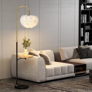毛网落地灯客厅沙发边几轻奢简红卧室床头柜羽置物约茶几927跨境