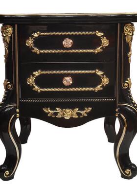 复GXL古床式头柜欧式卧室轻奢法加高户型雕花边烤漆储物床柜亚小