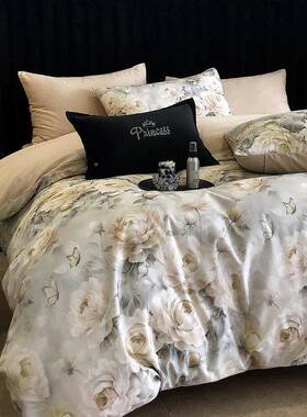 冬全纯棉高支长绒棉棉磨毛数码印花四件套加厚被床单床套秋PZ10上