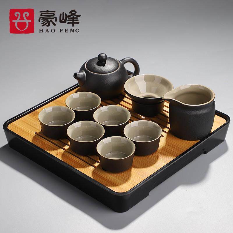 豪峰整套黑陶功夫紫砂茶具套装家用茶具组合套装茶盘储水干泡盘