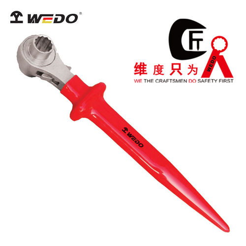 WEDO维度绝缘尖尾棘轮扳手德式浸塑手柄电工专用IN528