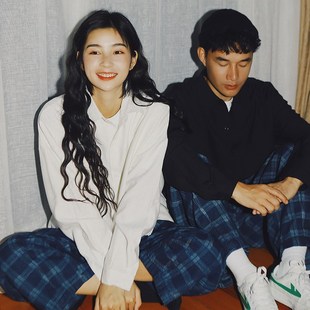 男韩版 驸马店铺情侣款 衬衫 百搭纯色长袖 宽松学院风休闲衬衣潮 秋季