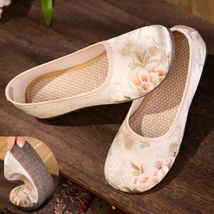 单鞋 2025新款 女古风牛筋底民族风布鞋 国风汉服绣花鞋 平跟软底 中式
