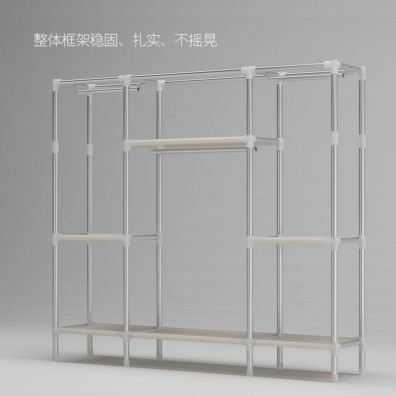 简易衣柜钢管加粗加固布衣柜双单人衣橱非实木组装收纳超大布衣柜