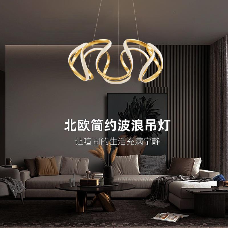 网红轻奢大气法式餐厅线条吊灯奶油风客厅卧室吊灯创意氛围灯具