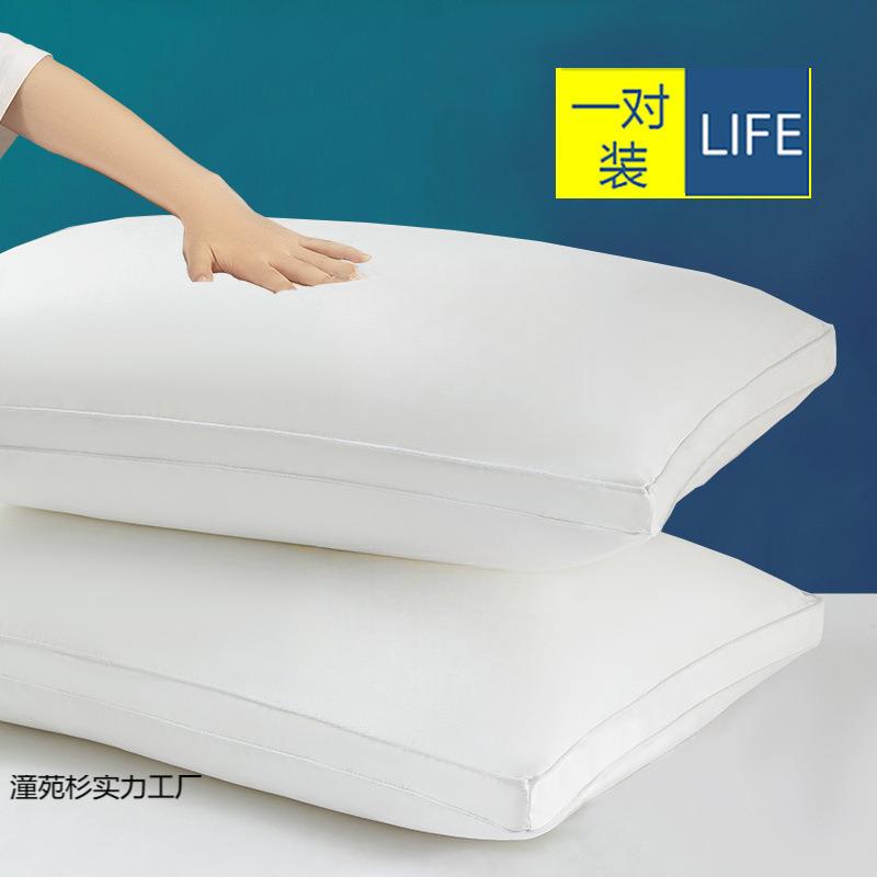 刺绣款酒店枕头枕芯家用护颈枕套装成人单人羽丝绒软枕头芯一对装