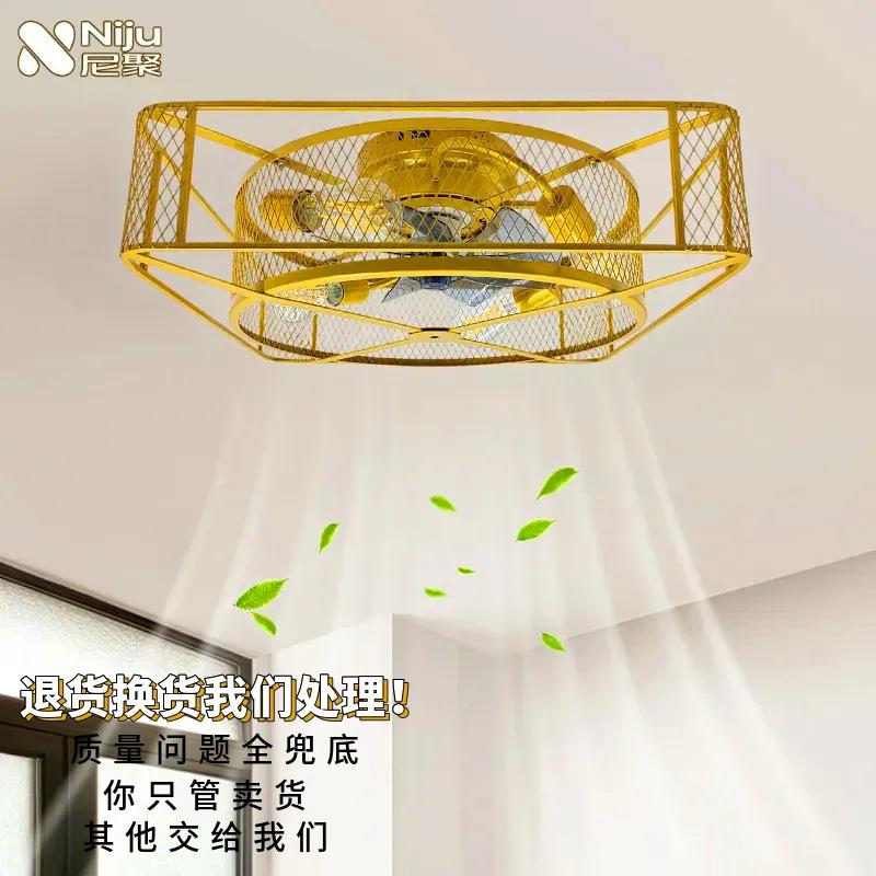 亚马逊新款复古吸顶风扇美式吊家用仿古怀旧餐厅遥控一体吊扇