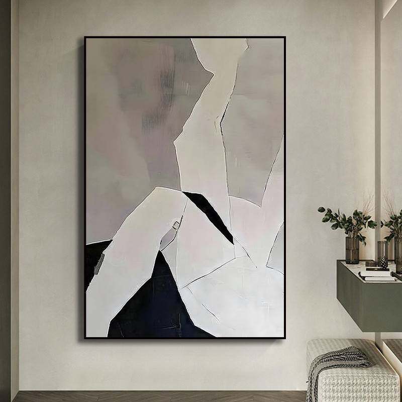 纯手绘油画客厅玄关过道立体肌理装饰挂画大幅抽象现代简约落地画